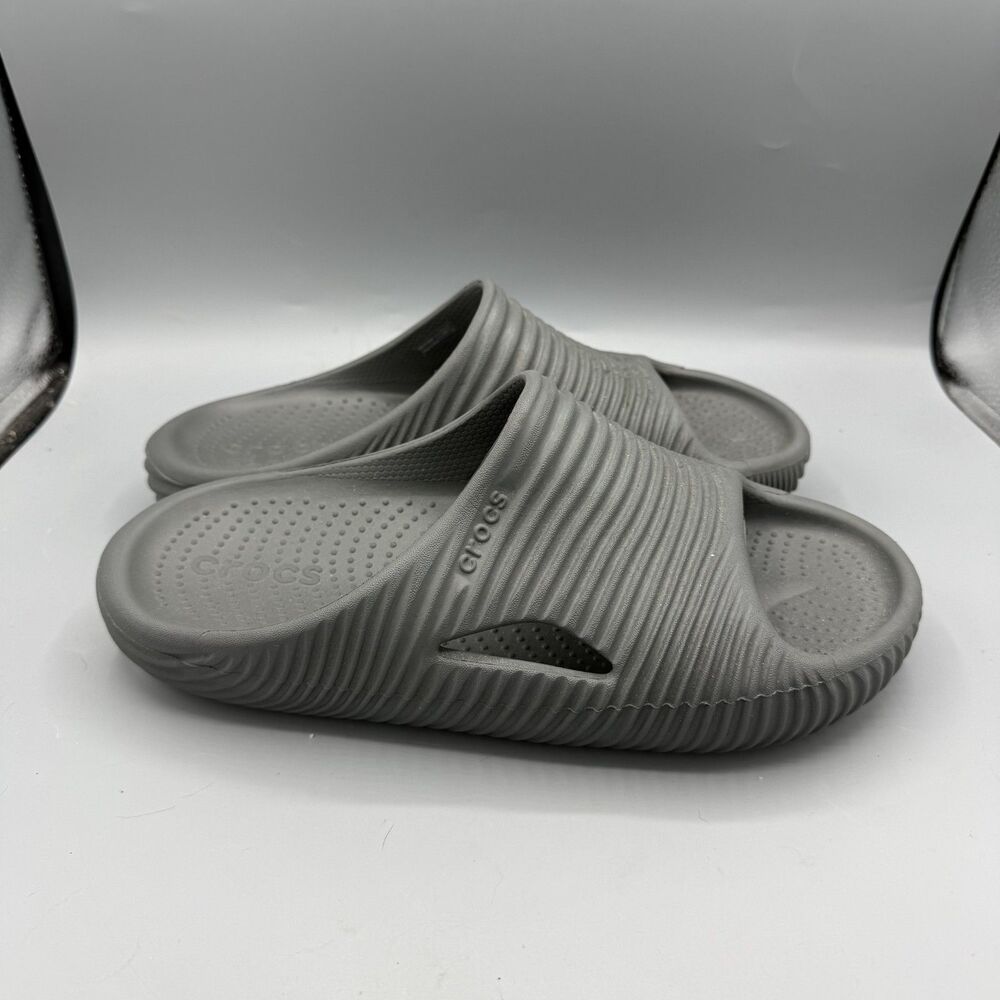 Crocs Mellow Tide Recovery Slides Sandals Men's 8/ Women’s 10 Gray Wavy